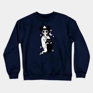 Kawaii Design “Ghost Girl with Cat“ | Cute Handmade Illustration | Cat Lover Gift | By Atelier Serakara Crewneck Sweatshirt